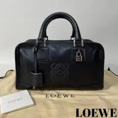 2210-63|美品|ロエベ アマソナ28 アナグラム ハンドバッグ 本革 黒