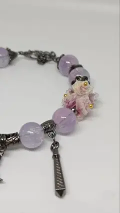 【ハンドメイド】ソフト薔薇　ガラスビーズ　ブレスレット
