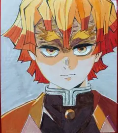 手描きイラスト 我妻善逸 鬼滅の刃 ファンアート 色紙