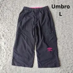 【アンブロ】Umbro カーゴパンツ クロップド丈　黒×ピンク　トレーニングL