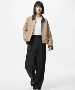 UNIQLO タックワイドパンツ　ブラック　S