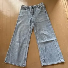 ライトブルーデニムワイドレッグパンツ