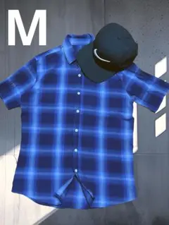 オンブレチェックシャツ　ブルー系　M city boy シティーボーイ