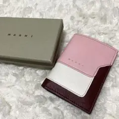✨極美品✨ MARNI 二つ折り財布 コンパクトウォレット ピンク ワインレッド