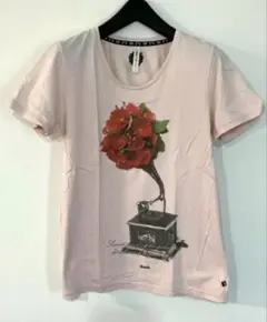 glamb Tシャツ　ピンク　バラ　花柄　半袖　カットソー　綿　日本製