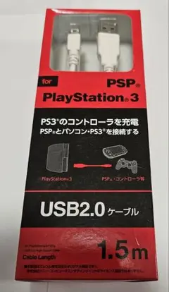 【新品】PS3/PSP用 USB 2.0ケーブル 1.5m