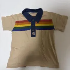 ベージュ ストライプ ポロシャツ