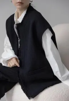 Na.e ナエ　Novel Tweed Vest_black Na.e ナエ Novel Tweed Vest_black