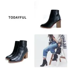 ■定4.6万 ほぼ未使用 TODAYFUL スクエアトゥ ショートブーツ 38