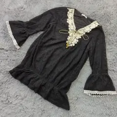 ★a1542 COLZA コルザ【M】チュニックブラウスカットソー 黒