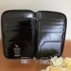 【美品】✨adabat✨ 二つ折り財布 Wラウンドジップ黒
