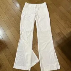 ホワイト フレアパンツ サイドジッパー付き