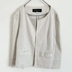 ミッシェルクラン　ジャケット　ピンストライプ　ノーカラー　薄手