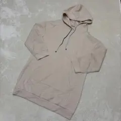 SHIEN ベージュ キルティング フード付きパーカー 丈長め　薄ピンク　M