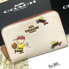 限定コラボ❗️新品未使用✨コーチ×スヌーピー ミニ財布 コインケース 白レザー