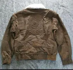 非売品■90's サントリーボス【M】初代 ボスジャン A-2 レザージャケット 稀少 非売品 SUNTORY BOSS 1994 初代 ボスジャン 90sバックロゴ