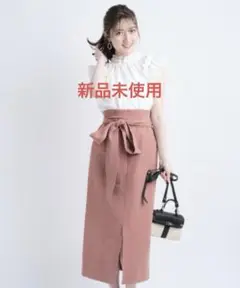 【新品未使用】アプワイザーリッシェ　リボン付ステッチハイウエストタイトスカート