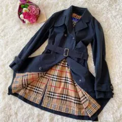 希少 BURERRY BLUE LABEL トレンチ コート ネイビー 紺