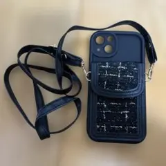 ブラック ストラップ付き iPhoneケース13