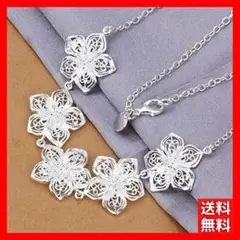 ネックレス S925 シルバーチェーン フラワー 花 レディース C1413-1