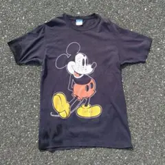 Disney80sビンテージ90sミッキーマウスTシャツ黒MickeyブラックM