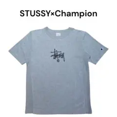 STUSSY×Championビッグロゴ刺繍Tシャツ　ステューシー