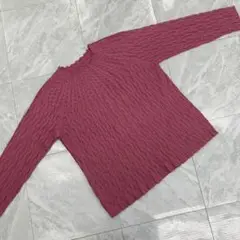 KORET ニットプルオーバー ピンク 長袖 立体編み クルーネック Lサイズ