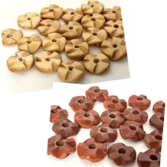 ハワイアン　2色ウッドビーズ　37個セット　手芸　ハンドメイド
