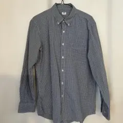 UNIQLO 黒と白のギンガムチェック長袖シャツ　L