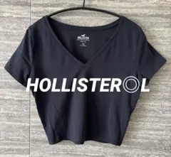 HOLLISTER◎クロップド丈無地黒Tシャツ　L 美品　ミニTホリスター