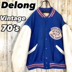 ★鬼レア★デロング 70sヴィンテージ チャンピオン記念 袖革スタジャン L