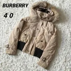 40★BURBERRY リアルファーフード付 ショートダウンジャケット ベージュ