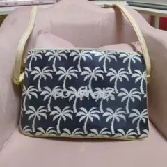 Emporium ショルダーバッグ　夏 ヤシの木　ネイビー 3ポケット マチなし