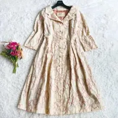 【上品♡美品】シビラ 立体刺繍 ロングコート ワンピース 麻コットン 膝丈 M