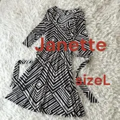 11♦︎美品ジャネット　ジャージーワンピース　美シルエット　L