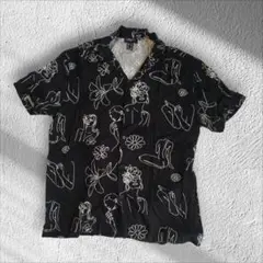 【個性派古着】FOREVER 21 アート総柄 半袖シャツ メンズ【AH146】