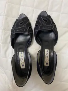 D'ANA 黒 オープントゥヒール 38F