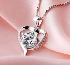 D41☆ヒット商品☆大粒ハート レディース ペンダント『シルバーネックレス』