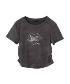 WEGO ダークグレー クロップドTシャツ ミニT