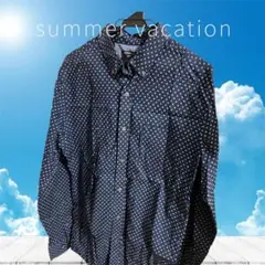 美品　BANANA REPUBLIC ネイビー ドット柄 シャツ L