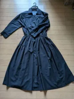 ■美品■Unaca ワンピース 七分袖 ネイビー
