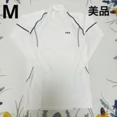 美品　フィラ　メンズ　長袖　スポーツ　ストレッチ　インナー　ハイネック　M 白