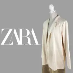 10T233☆ ZARA タグ付き ツートーン ロングコート ジャケット 羽織り