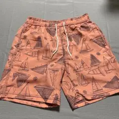 オレンジ 帆船柄 ショートパンツ　水着　150