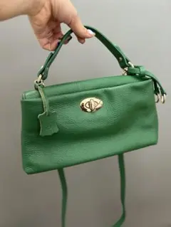 ASHELEN KOBE ハーフミニ ターンロック ショルダーバッグ　グリーン