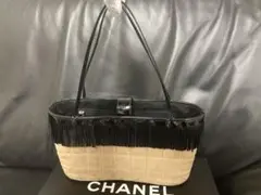 CHANELシャネル⭐︎チョコバースエード✖︎フリンジエナメルバッグ⭐︎レア⭐︎ベージュ