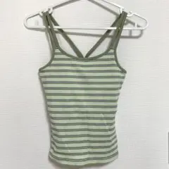 ストライプ キャミソール ブラトップ　グリーン