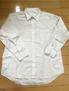【美品】ストライプ長袖シャツ　メンズ　白　JOHN PEARSE