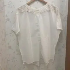 値下げなし！スタジオクリップホワイト 半袖ブラウス　レース付き