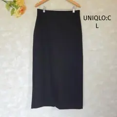 美品✨ユニクロ UNIQLO:C ロングタイトスカート L ブラック 黒 総ゴム